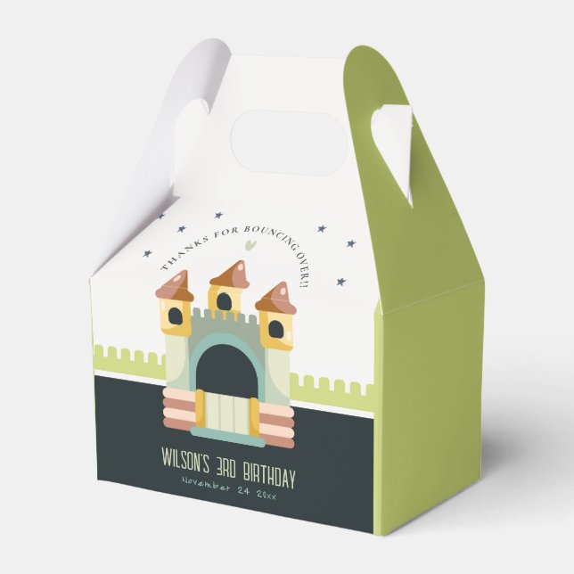 Pastel Jumping Castle Jump & Play Kids Birthday Favor Boxes (Front Side)