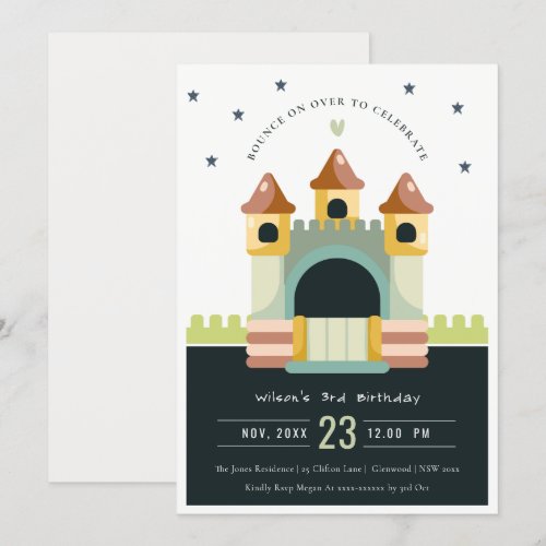 Pastel Jumping Castle Jump & Play Kids Birthday Invitation