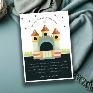 Pastel Jumping Castle Jump & Play Kids Birthday Thank You Card
