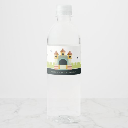 Pastel Jumping Castle Jump  Play Kids Birthday Water Bottle Label