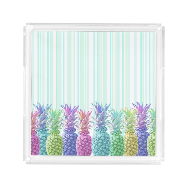 Pastel Jungle and Stripes Acrylic Tray (Front)