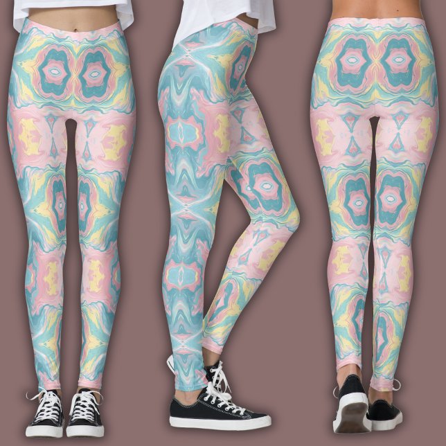 Pastel Kaleidoscope Pattern | Pink & Mint Mandala Leggings (Creator Uploaded)