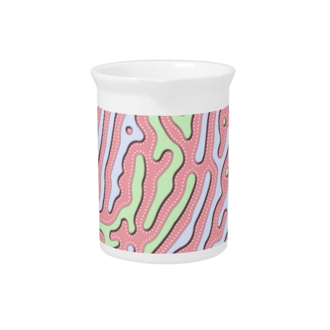 Pastel Kawaii Abstract Colorful Squiggle Design Beverage Pitcher (Front)