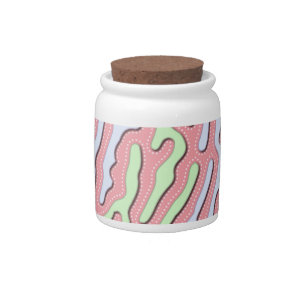 Pastel Kawaii Abstract Colorful Squiggle Design Candy Jar