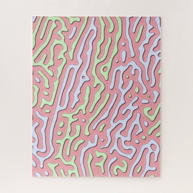 Pastel Kawaii Abstract Colorful Squiggle Design Jigsaw Puzzle (Vertical)
