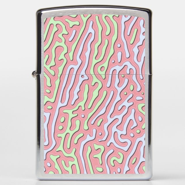 Pastel Kawaii Abstract Colorful Squiggle Design Zippo Lighter (Front)