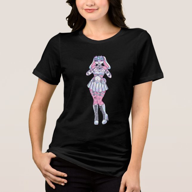 Pastel Kawaii Bunny Girl Furry T-Shirt Tri-Blend Shirt (Front)