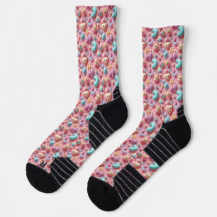 Pastel Kawaii Candy Character Art Socks