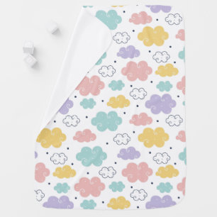 Pastel Kawaii Cloud Pattern Baby Blanket