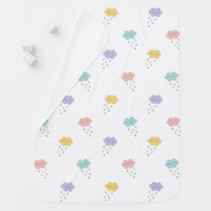 Pastel Kawaii Cloud Pattern Baby Blanket