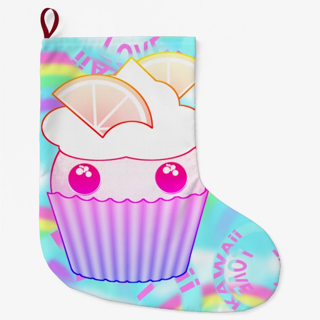 pastel Kawaii cupcake on a Christmas Stocking (Front)