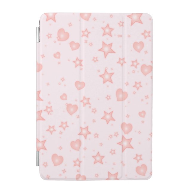 Pastel Kawaii Hearts & Stars – Cute Girly Pink iPad Mini Cover (Front)