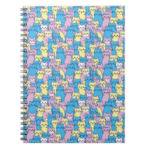 Pastel Kawaii Kittens Pattern Notebook