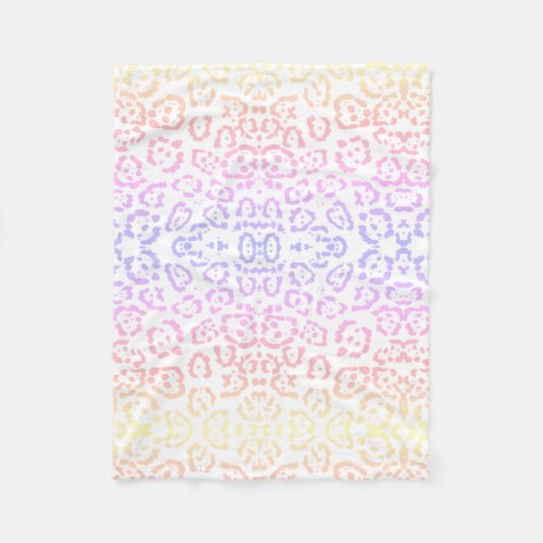 Pastel Kawaii Leopard Rainbow Animal Print Fleece Blanket