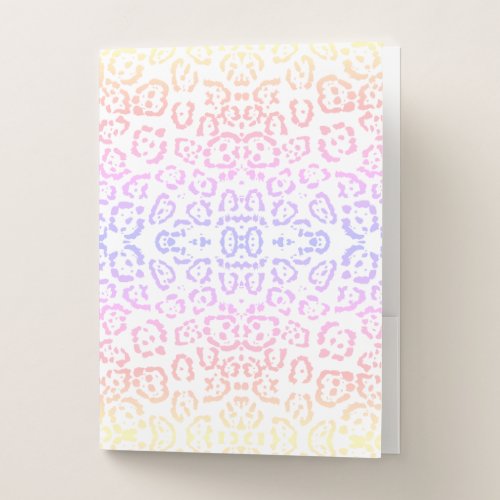 Pastel Kawaii Leopard Rainbow Animal Print Pocket Folder