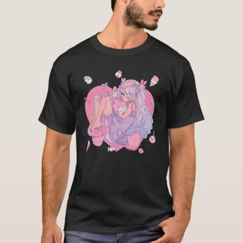 Pastel Kawaii Menhera Kei Anime Girl _ Kawaii Anim T_Shirt