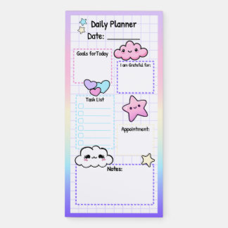 Pastel Kawaii Unicorn Day Planner Magnetic Notepad