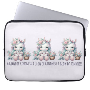 Pastel Kawaii Unicorn Doll with Flower Basket Laptop Sleeve