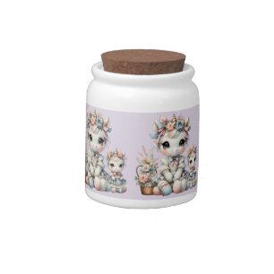 Pastel Kawaii Unicorn Mother Daughter Duo Lavender Candy Jar
