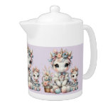 Pastel Kawaii Unicorn Mother Daughter Duo Lavender Teapot