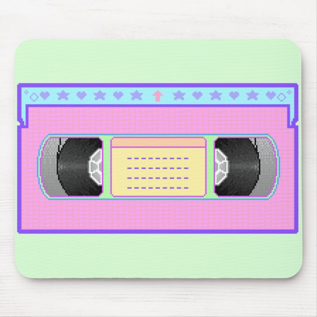 Pastel kawaii VHS vaporwave pixel art Mouse Pad (Front)