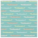 Pastel Kayaks on Teal Kayaking Themed Fabric