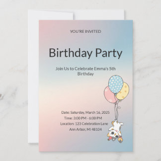 Pastel Kids Birthday Invitation