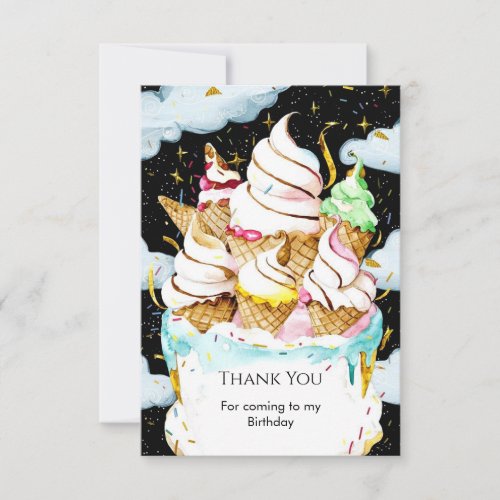  Pastel Kids Dessert Ice Cream Birthday Thank You Card