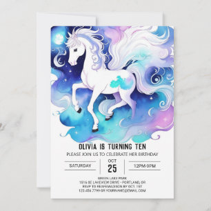 Pastel Kids Horse Birthday Invitation