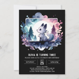 Pastel Kids Wolf Birthday Invitation