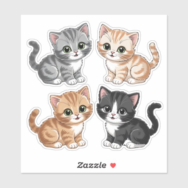 Pastel Kittens & Heartwarming Playtime Sticker (Sheet)