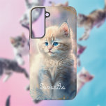Pastel Kitty With Your Name Samsung Galaxy S22  Case<br><div class="desc">Adorable pastel kitty with your name on a pastel background.</div>