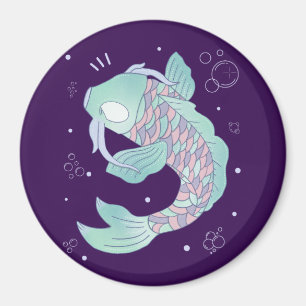 Pastel Koi Fish Whimsical Folk Art Underwater Magnet