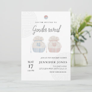 Pastel Korean theme gender reveal baby shower Invitation