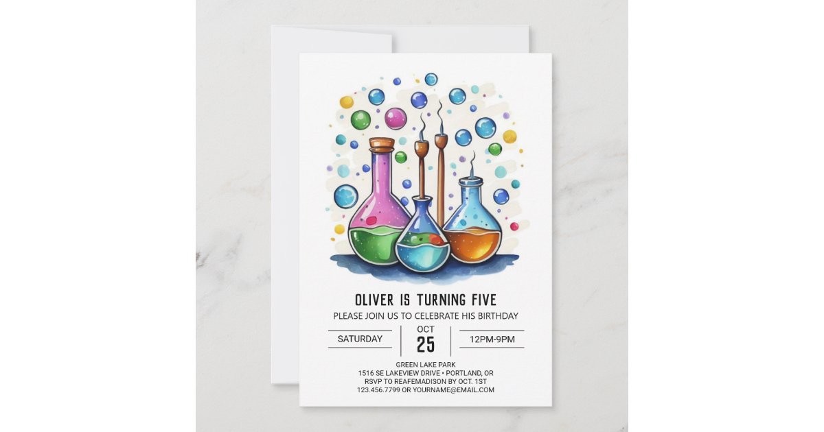 Pastel Laboratory Experiment Scientist Birthday Invitation | Zazzle