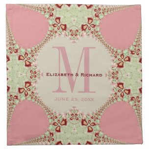 Pastel Lacy Fractals Monogram Wedding Napkin