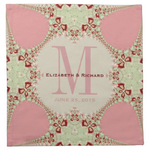 Pastel Lacy Fractals Monogram Wedding Napkin