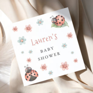 Pastel Ladybug Baby Shower Napkins