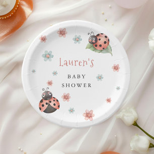 Pastel Ladybug Garden Party Paper Plates