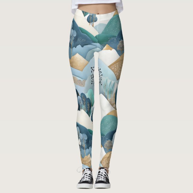 Pastel Landscape Pattern Leggings (Front)