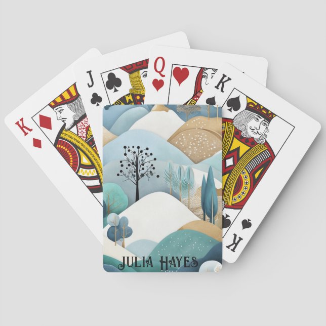 Pastel Landscape Pattern Poker Cards (Back)