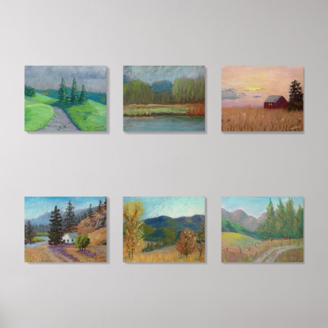 Pastel Landscape Set Wood Photo Tile (Front Set)