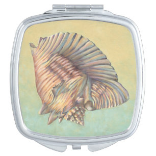 Pastel Large Conch Shell Compact Mirror