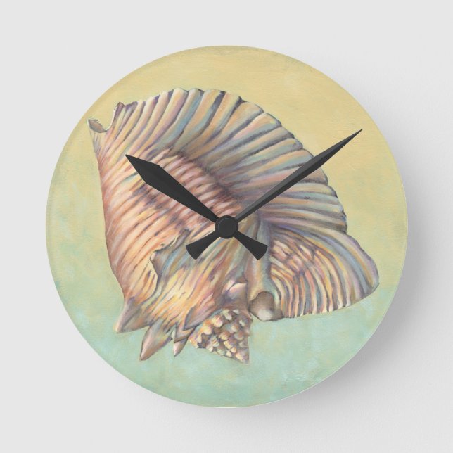 Pastel Large Conch Shell Round Clock (Front)