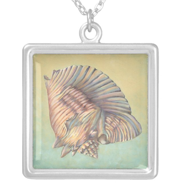 Pastel Large Conch Shell Silver Plated Necklace (Front)