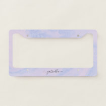 Pastel Lavender Abstract Liquid Ink Girly Name  License Plate Frame