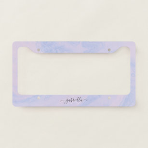 Pastel Lavender Abstract Liquid Ink Girly Name  License Plate Frame