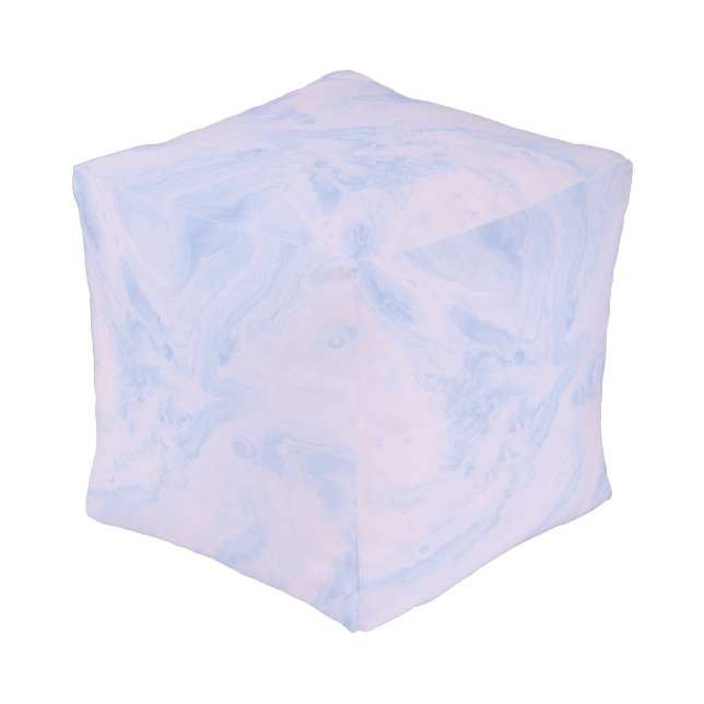 Pastel Lavender Abstract Liquid Ink Pattern Pouf (Angled Back)