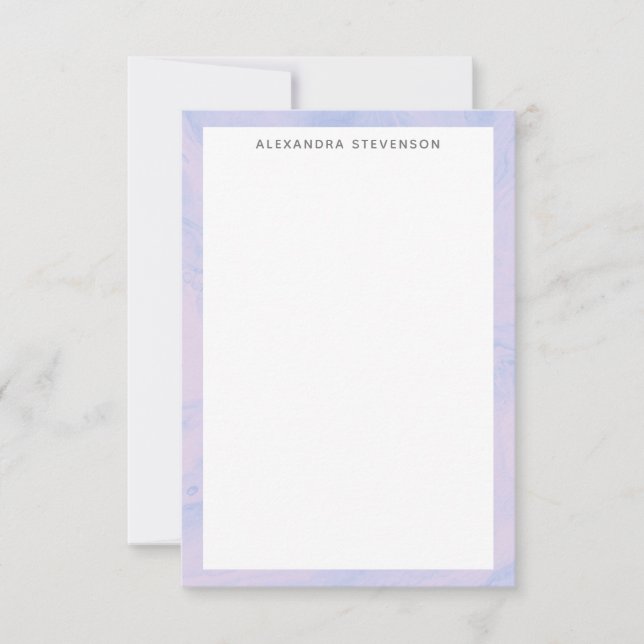 Pastel Lavender Abstract Liquid Ink Personalized Note Card (Front)