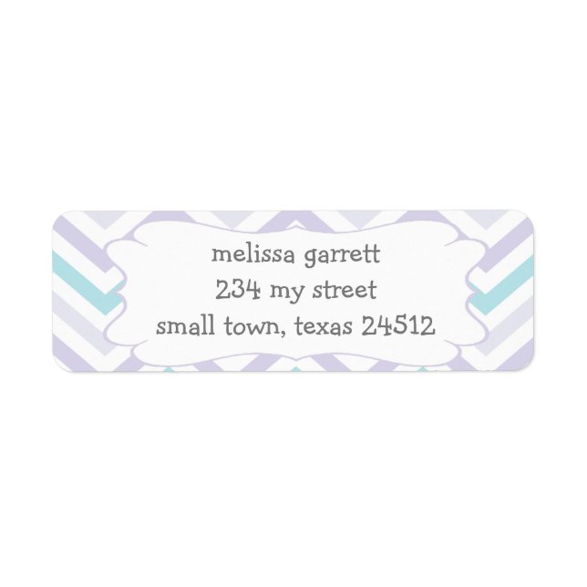 Pastel Lavender and Aqua Zig Zag Baby Label (Front)